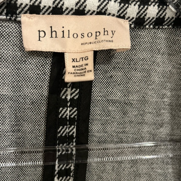 COPY - - -Philosophy Black White Gingham Blazer 3/4 Gathered Sleeve Women's Siz… - Picture 10 of 11
